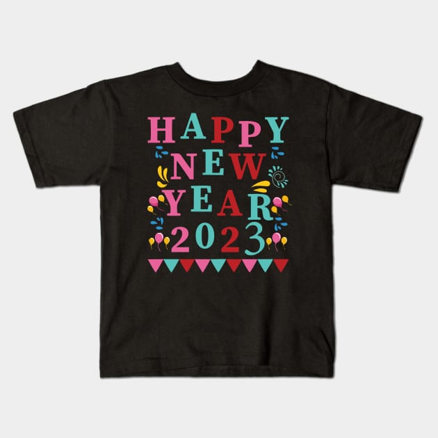 MERRY CHRISTMAS - HAPPY NEW YEAR 2023 Kids T-Shirt by levelsart